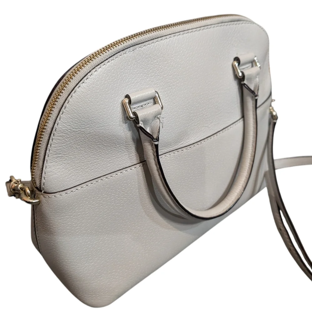 Kate Spade Grove Street Carli‎ Leather Gray Satchel Handbag With Crossbody Strap